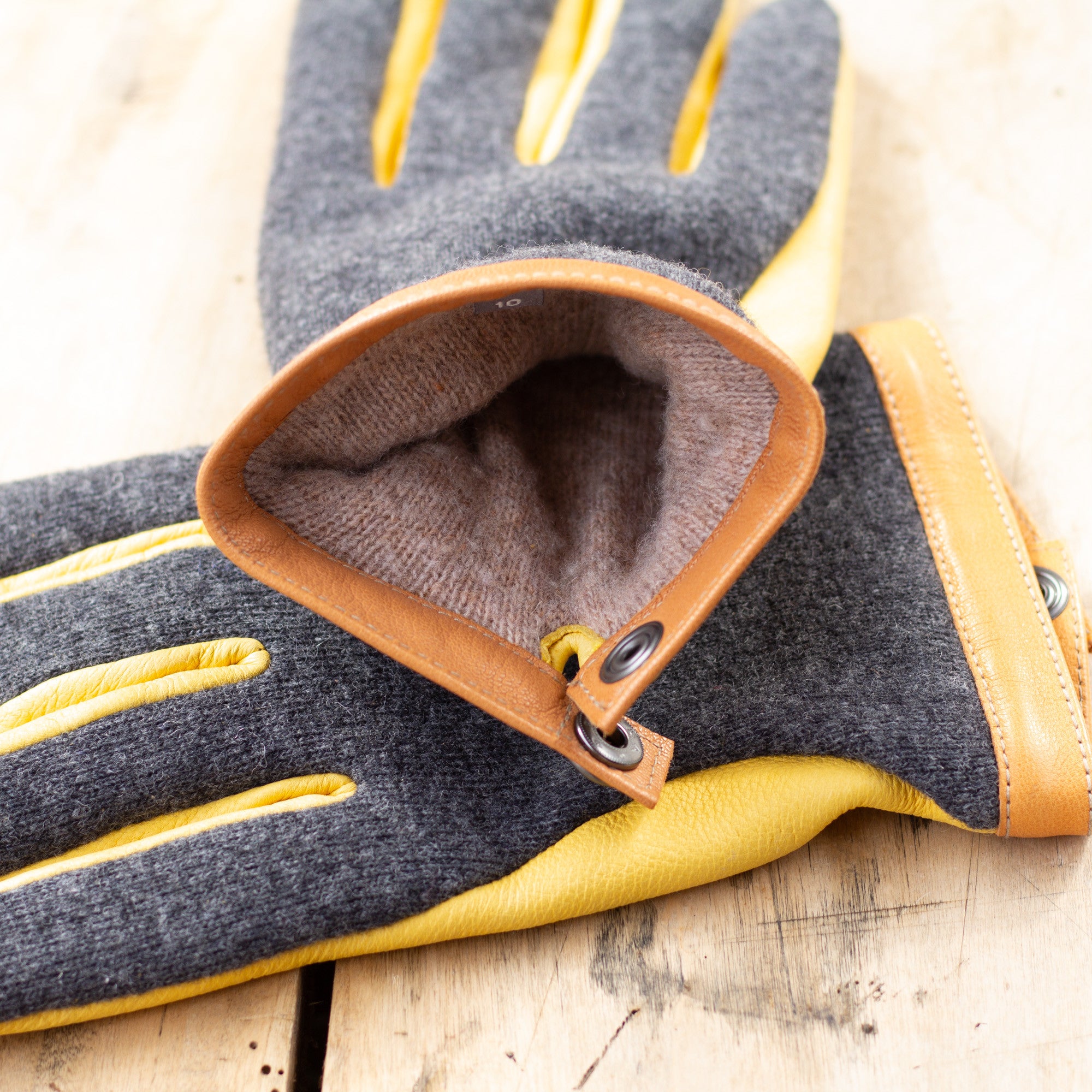 Handschuhe Deerskin WoolTricot - Charcoal Yellow