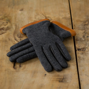 Handschuhe Hirschleder WolleTrikot - CHARCOAL BLACK